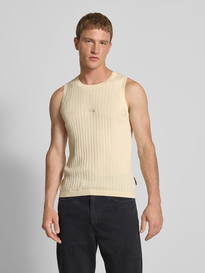 PROHIBITED Stricktop mit Label-Stitching Offwhite 4