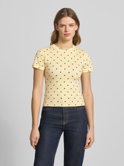 OH APRIL Slim Fit T-Shirt mit Rundhalsausschnitt Modell 'Joy' Pastellgelb 4