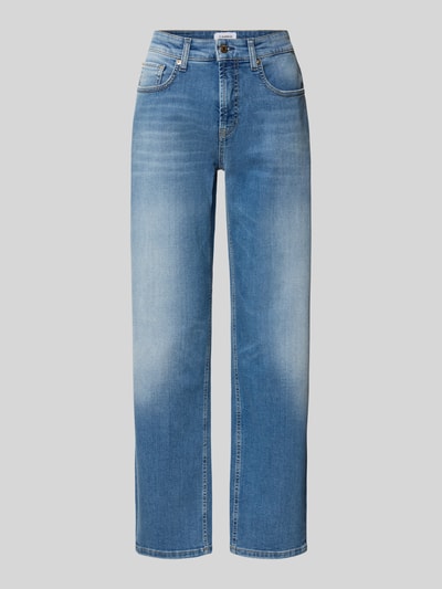Produktfoto, blaue Straight Fit Jeans aus Baumwoll-Mix Modell 'GINI' von CAMBIO, Damen Straight Fit Jeans, mittlere Waschung, glatte Textur