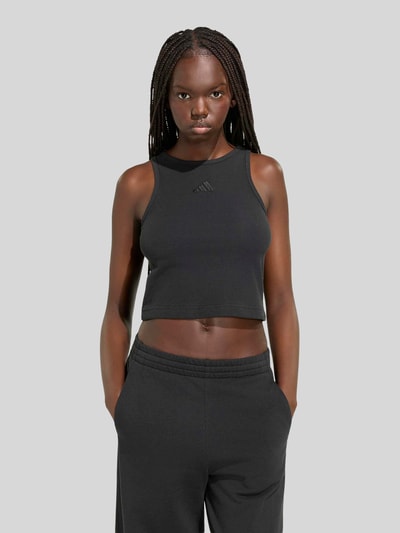 adidas Sportswear Cropped Tanktop aus Baumwoll-Mix in Feinripp Black 3