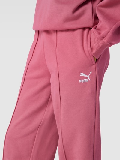 Puma Spodnie dresowe z wyhaftowanym logo Fiołkoworóżowy 3