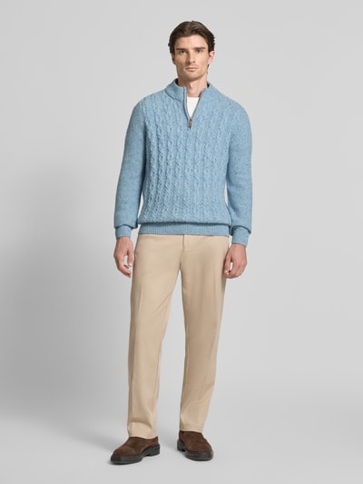 Fynch-Hatton Strickpullover mit gerippten Abschlüssen Hellblau 1