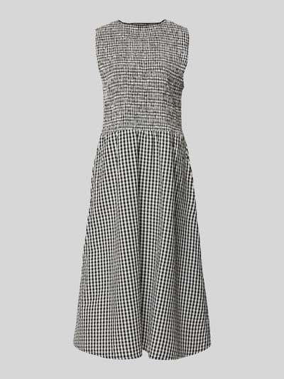 Produktfoto, Midikleid mit Smok-Details und Eingrifftaschen von 7578268 aus reiner Baumwolle in A-Linie mit Rundhalsausschnitt, kariertes Muster
