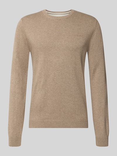 Produktfoto, Regular Fit Pillover aus reiner Baumwolle von s.Oliver RED LABEL in Beige mit glatter Textur und feinem Rippstrick an Bündchen