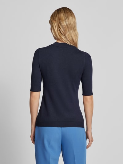 comma Gebreide pullover met 1/2-mouwen en opstaande kraag Marineblauw - 5