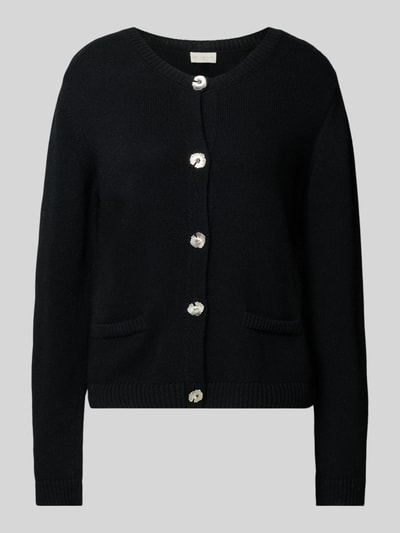 Milano Italy Regular fit gebreid jack met viscose en kasjmier Zwart - 2