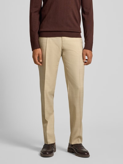 bugatti Regular Fit Anzughose mit Bügelfalten Beige 4