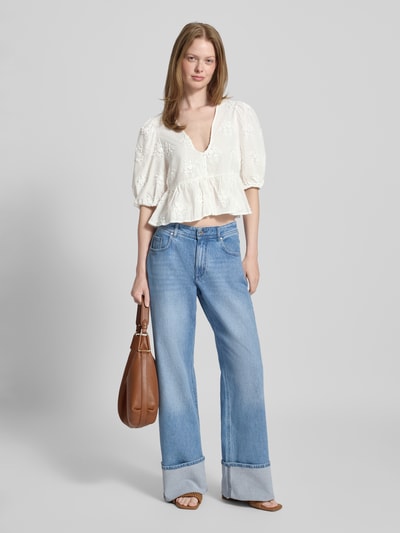 Mango Cropped Blusenshirt mit V-Ausschnitt Offwhite 1