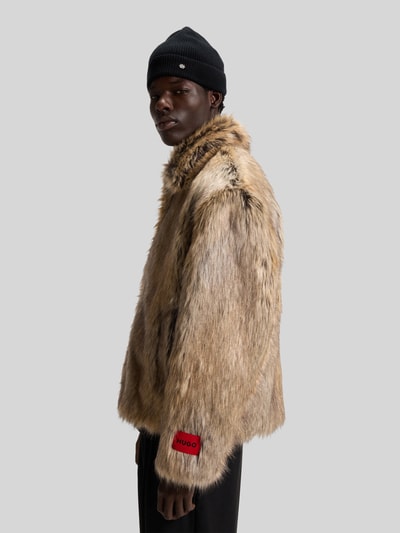 HUGO Relaxed fit jack van imitatiebont met kanten kraag, model 'BRYAN2541' Beige - 6