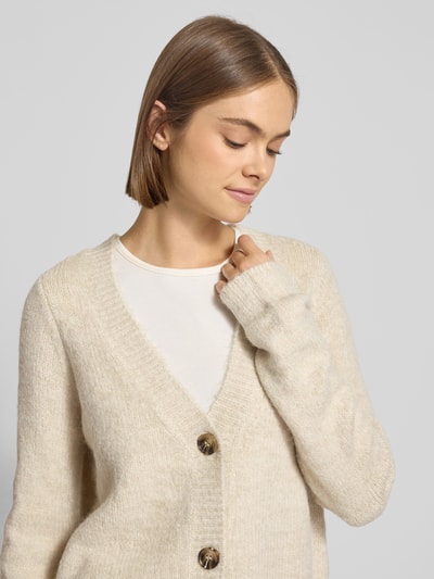 Only Loose Fit Strickjacke mit V-Ausschnitt Modell 'ZOEY' Ecru Melange 3