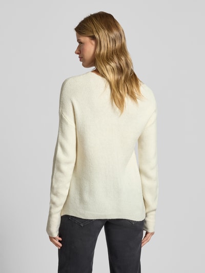 Only Regular Fit Strickpullover mit V-Ausschnitt Modell 'CAMILLA' Offwhite Melange 5