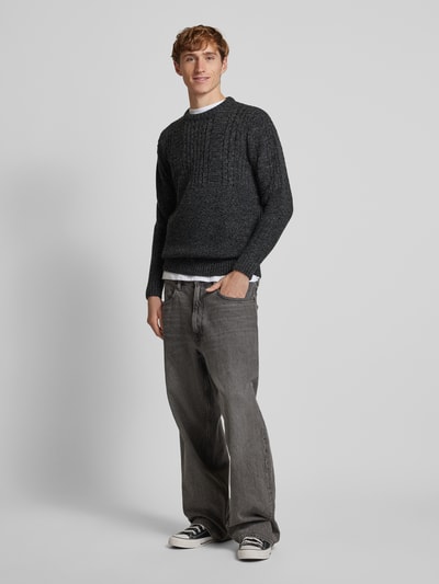 Superdry Strickpullover mit Zopfmuster Modell 'Jacob' Anthrazit 1