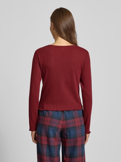 Jake*s Casual Pyjamabovendeel met ajourpatroon Bordeaux - 5