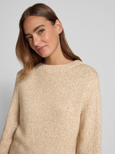 OPUS Strickpullover mit Rundhalsausschnitt Modell 'Panep' Camel 3