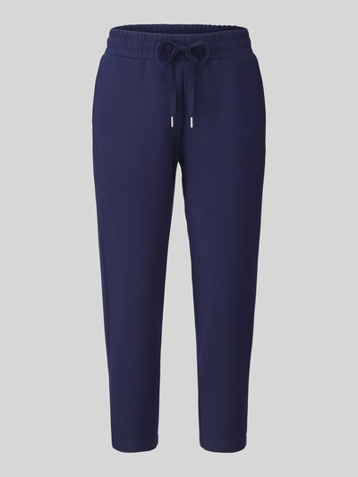 Produktfoto, Sweatpants mit Paspeltaschen am Gesäß von Christian Berg Woman im unifarbenen Dunkelblau, elastischer Bund, Tunnelzug, Modal-Mix