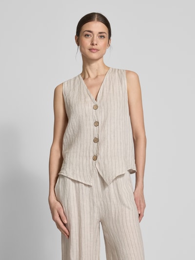 ZABAIONE Regular Fit Weste aus reinem Leinen Beige 4