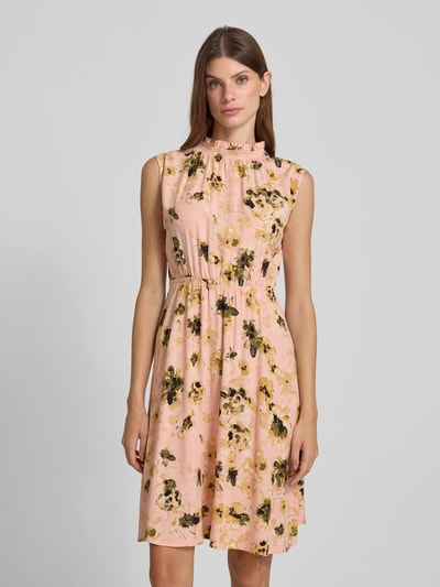 Zero Knielanges Kleid aus Viskose mit Schlüsselloch-Ausschnitt Hellrosa 4