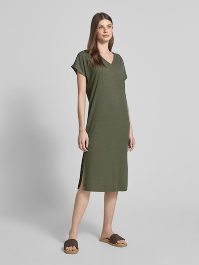 Soyaconcept Midikleid mit V-Ausschnitt Modell 'Delia' Dunkelgruen 1