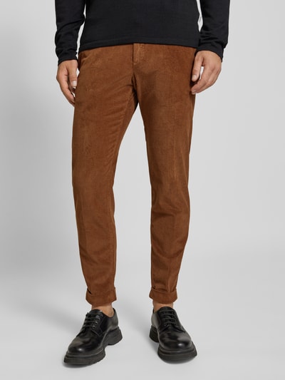 Strellson Slim fit corduroy broek met hanger Hazelnoot - 4