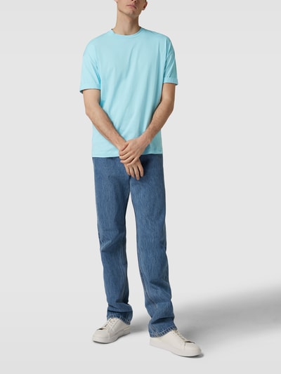 Drykorn T-Shirt mit geripptem Rundhalsausschnitt Modell 'THILO' Hellblau 1
