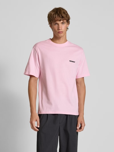 REVIEW T-shirt met logo en ronde hals Roze - 4