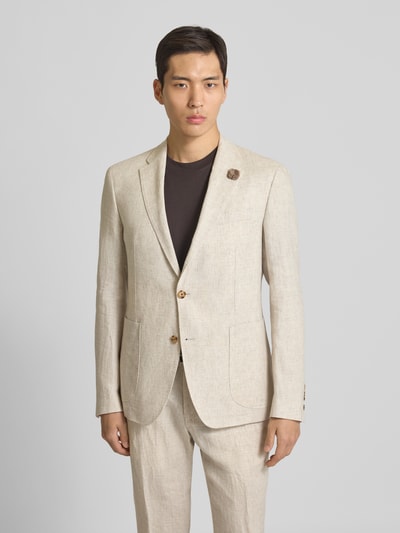 JOOP! Collection Regular Fit 2-Knopf-Sakko aus Leinen Modell 'Hoverest' Beige 4