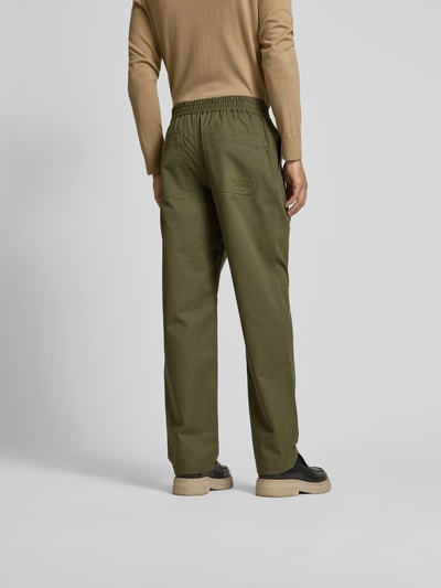 MAISON KITSUNE Stoffhose mit elastischem Bund Khaki 5