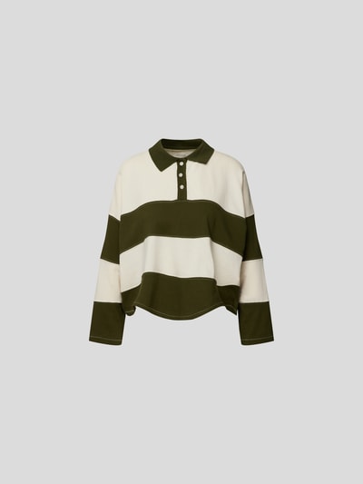 The Great Poloshirt mit Streifenmuster Dunkelgrün 2