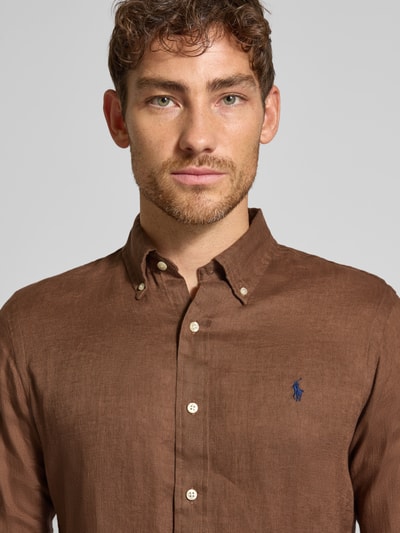 Polo Ralph Lauren Regular fit linnen overhemd met button-downkraag Middenbruin - 3