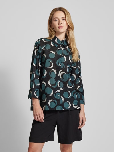 OPUS Overhemdblouse met 3/4-mouwen Donkergroen - 4