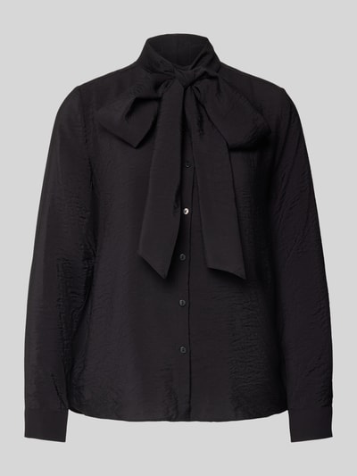 Milano Italy Bluzka o kroju regular fit z wiązanym detalem Czarny 2