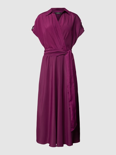 Lauren Ralph Lauren Midi-jurk met strikceintuur, model 'FRATILLIO' Prune - 2