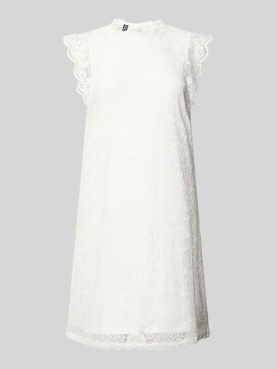 Pieces Regular Fit Spitzenkleid mit Muschelsaum Modell 'OLLINE' Offwhite 2