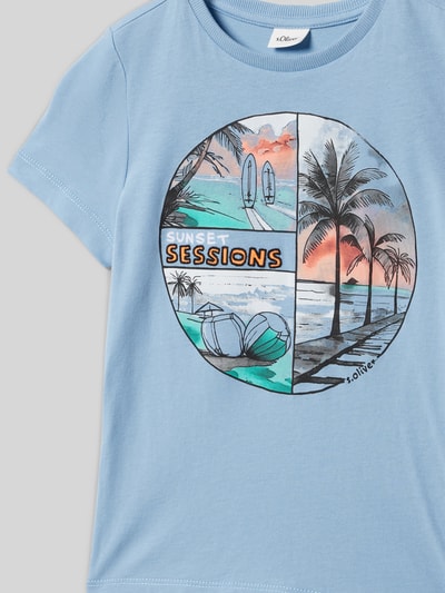 s.Oliver RED LABEL T-shirt o kroju regular fit z czystej bawełny Szaroniebieski 2