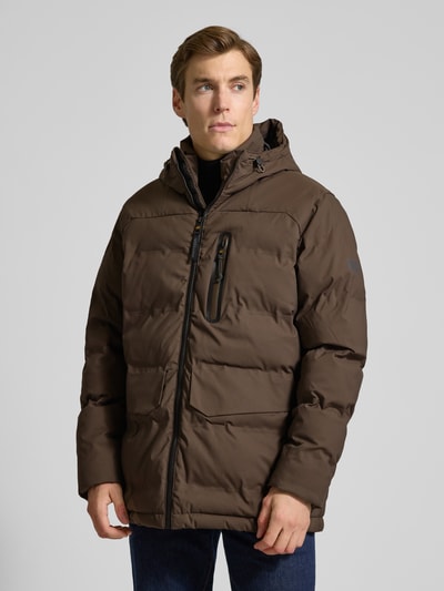 camel active Parka met capuchon en klepzakken, model 'TEXXXACTIVE' Donkerbruin - 4