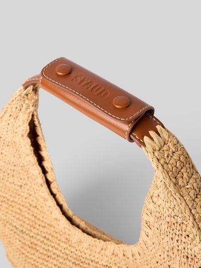 Staud Handtasche mit Label-Detail Modell 'MOON RAFFIA' Sand 3