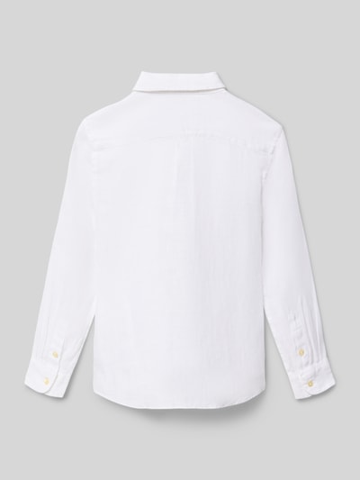 Polo Ralph Lauren Kids Regular Fit Freizeithemd aus reinem Leinen Weiss 3