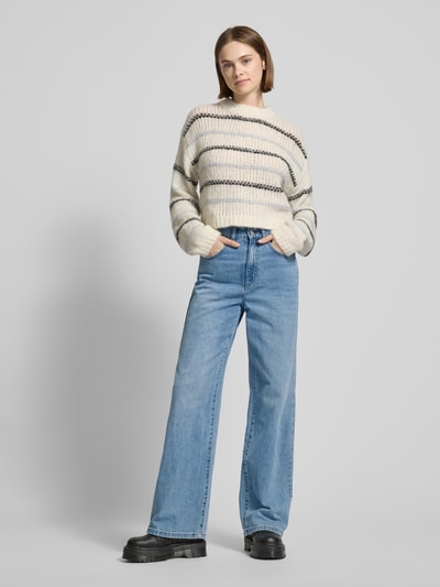 Only Wide Leg Jeans aus reiner Baumwolle mit Kontrastnähten Modell 'HOPE' Jeansblau Melange 1