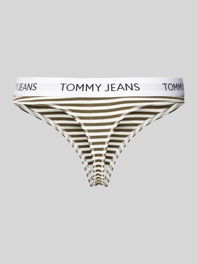 TOMMY HILFIGER Stringi ze wzorem w paski Khaki 3