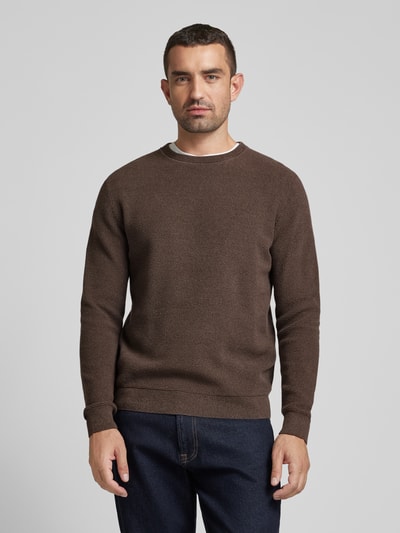 SELECTED HOMME Strickpullover mit gerippten Abschlüssen Modell 'ROSS' Dunkelbraun 6