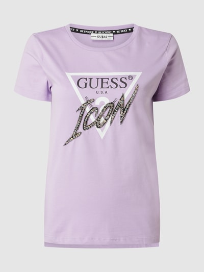 Guess T-Shirt mit Strasssteinen Flieder 1