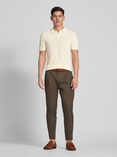 Drykorn Slim Fit Poloshirt mit Strukturmuster Modell 'Triton' Offwhite 1