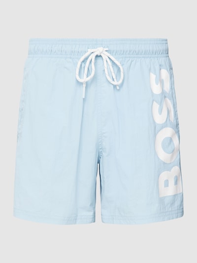 BOSS Badehose mit Label-Print Modell 'Octopus' Hellblau 2