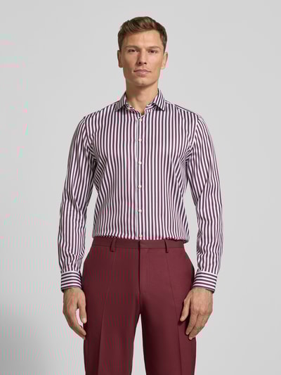Jake*s Slim Fit Business Hemd aus Baumwolle mit Haifischkragen Bordeaux 4