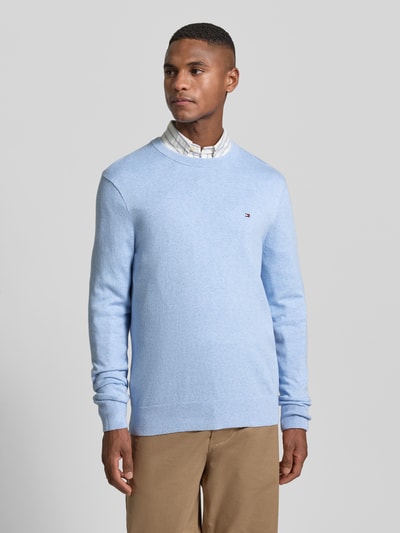 Tommy Hilfiger Regular Fit Strickpullover aus Baumwoll-Kaschmir-Mix Hellblau 4