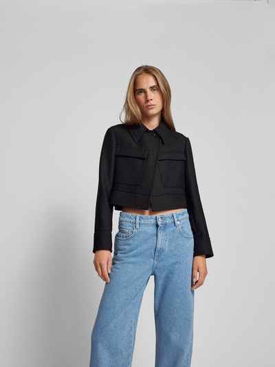 Joseph Cropped Wolljacke mit Brusttaschen Black 4