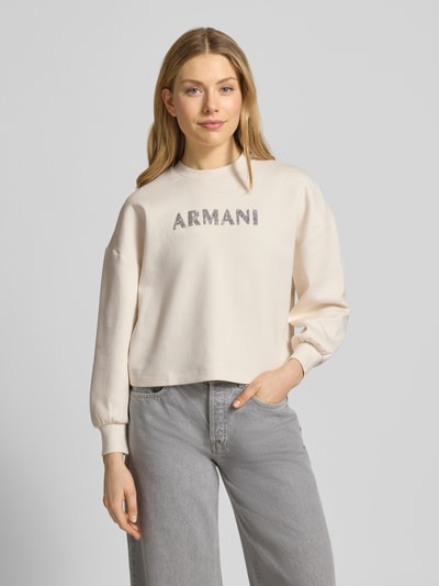 Armani Exchange Sweatshirt mit Logo-Print und Rundhalsausschnitt Offwhite 4