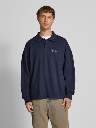 Pegador Longsleeve mit Logo-Stitching und Polokragen Marine 4