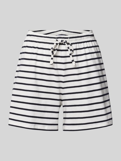 Produktfoto, Regular Fit Shorts mit Tunnelzug von Jake*s Casual aus reiner Baumwolle, elastischer Bund, weiß mit schwarzen Streifen