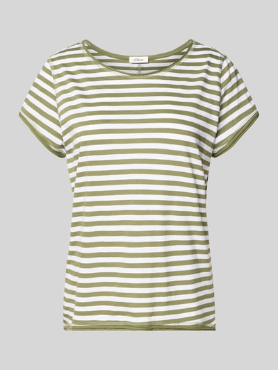 s.Oliver RED LABEL Regular Fit T-Shirt aus Baumwoll-Flammgarn Khaki Melange 2
